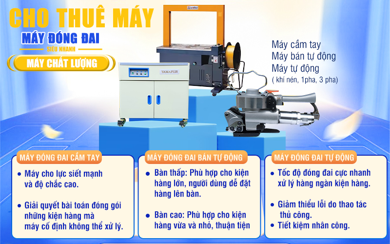 Các loại máy đóng đai cho thuê tại Hải Minh và bảng giá mới nhất