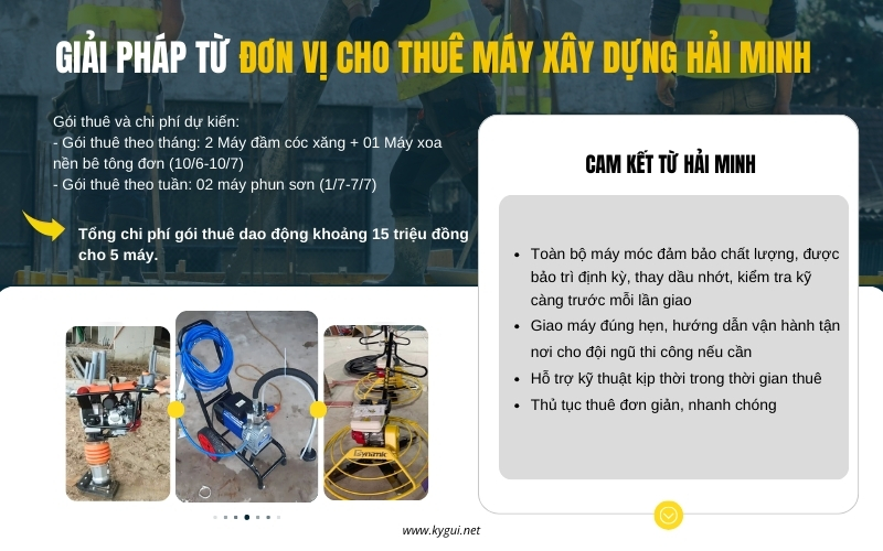 Giải pháp từ đơn vị cho thuê máy xây dựng Hải Minh