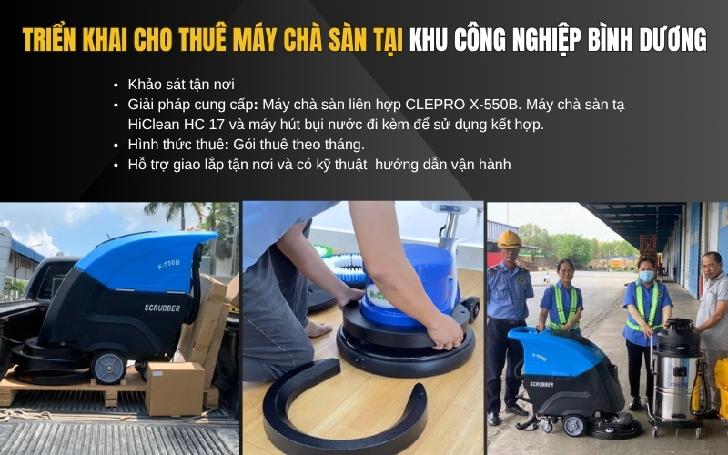 Triển khai cho thuê máy chà sàn tại khu Công Nghiệp Bình Dương