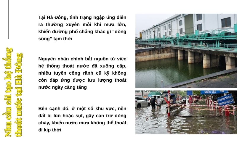 Nhu cầu cải tạo hệ thống thoát nước tại Hà Đông