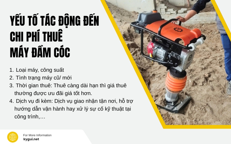 Những yếu tố tác động đến chi phí thuê máy đầm cóc