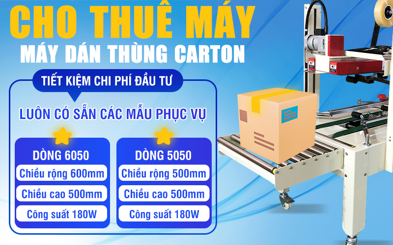 Các dòng máy dán thùng carton cho thuê tại Siêu Thị Hải Minh